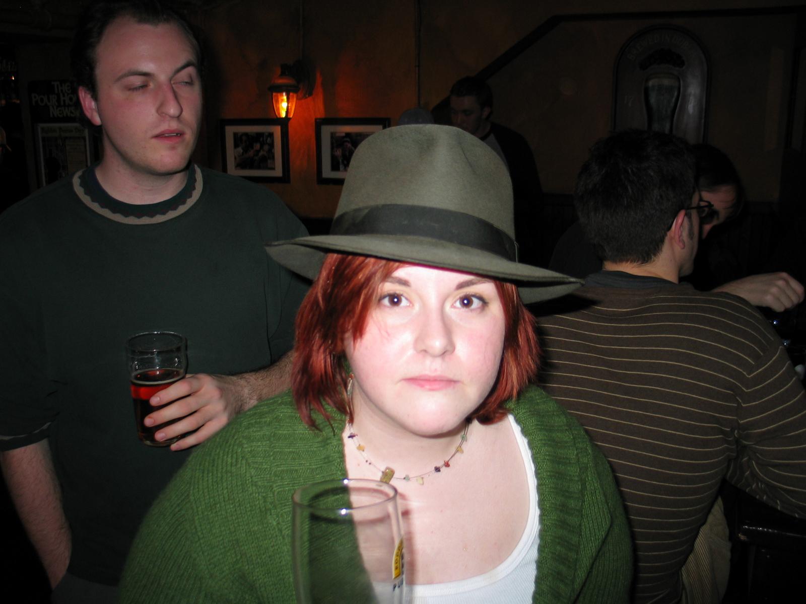 Lara wearing her friend's hat