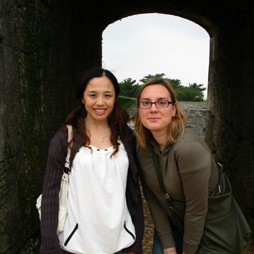 Yasuko and Susan in an old castle arch