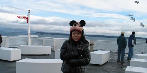 Soomi on the ferry deck