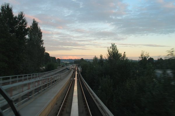 skytrain track through twilight