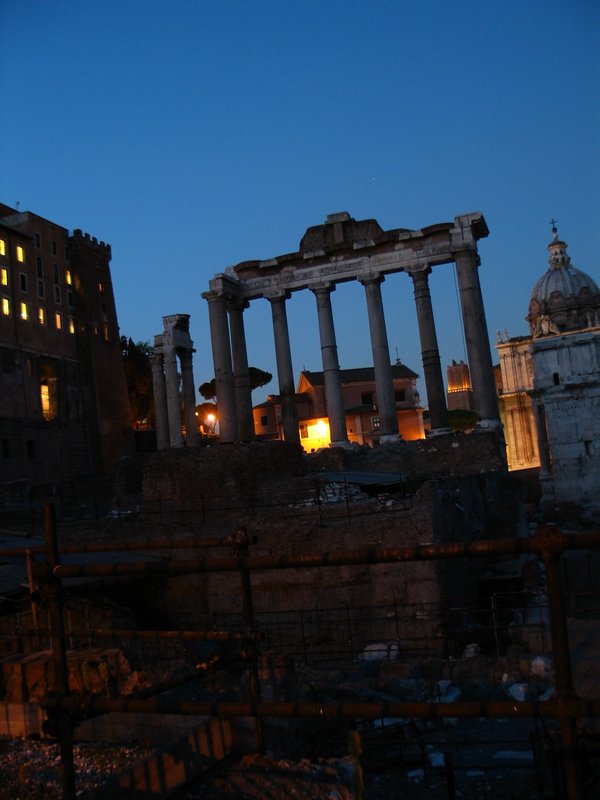 The Roman ruins at night