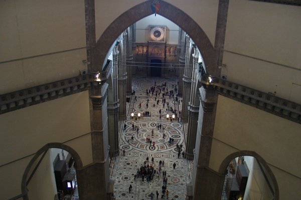 A bird's eye view of the inside of the Duomo