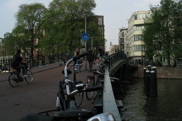 Bikes on a bridge