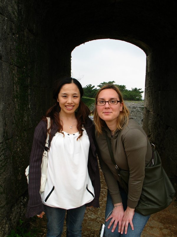 Yasuko and Susan in an old castle arch