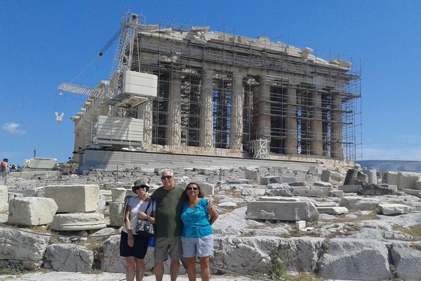 Carol, Dad, and Mom at the Acropolis