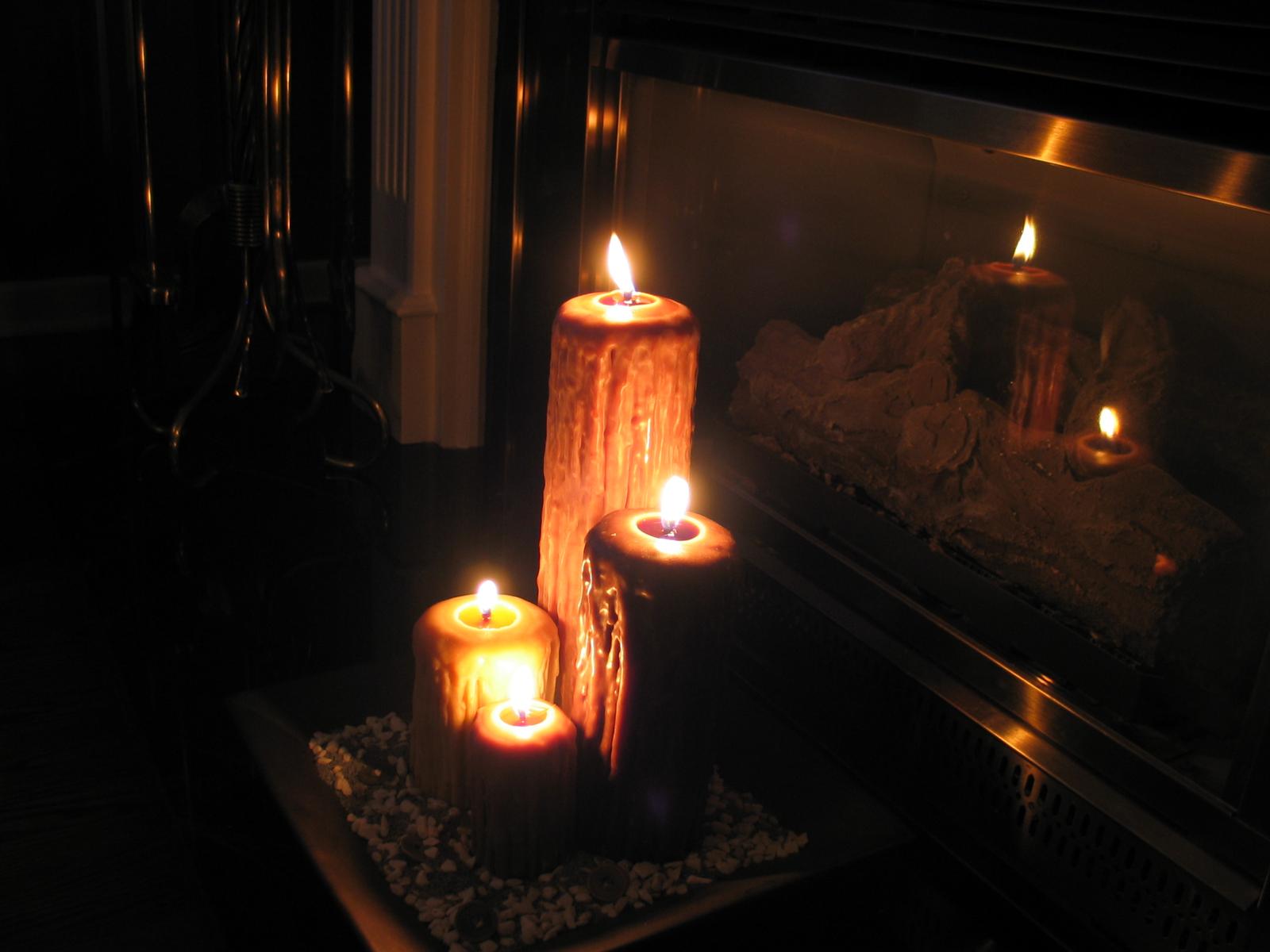 Candles on the fireplace