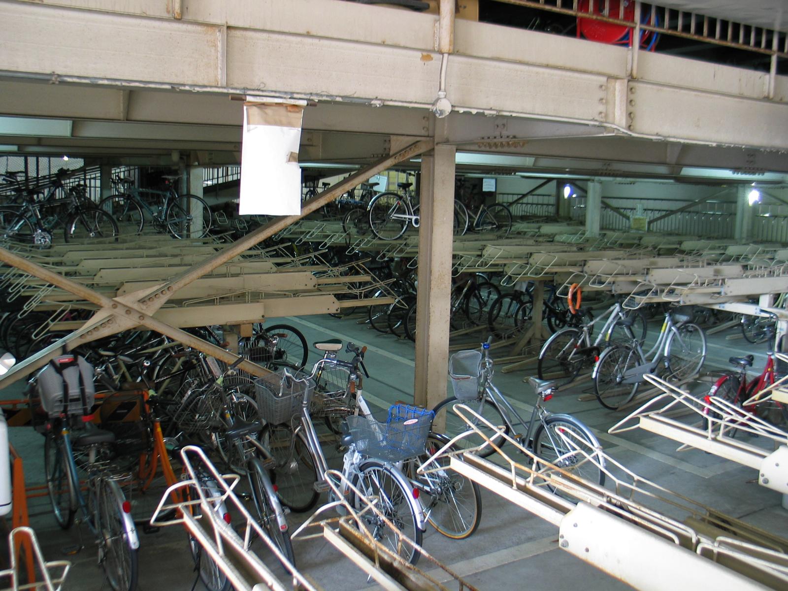 A bicycle parkade