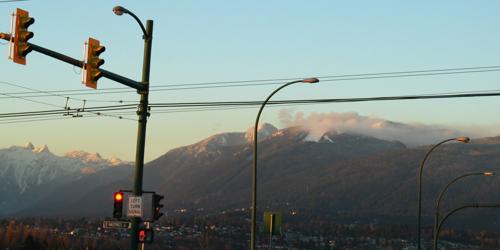 mountains though smog