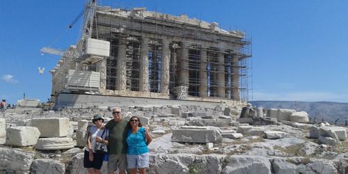 Carol, Dad, and Mom at the Acropolis